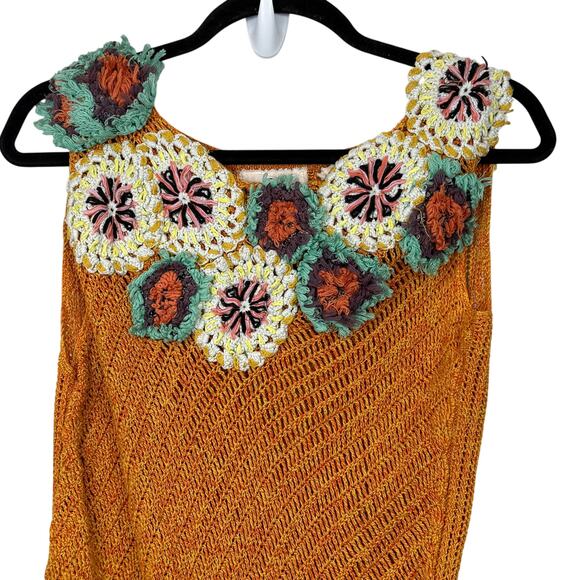 Edie Crochet Neck Sweater M Cottagecore Scandi Girl Coastal Boho - Picture 1 of 8